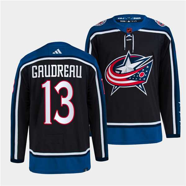 Men%27s Columbus Blue Jackets #13 Johnny Gaudreau Navy 2022 Reverse Retro Stitched Jersey Dzhi->colorado avalanche->NHL Jersey